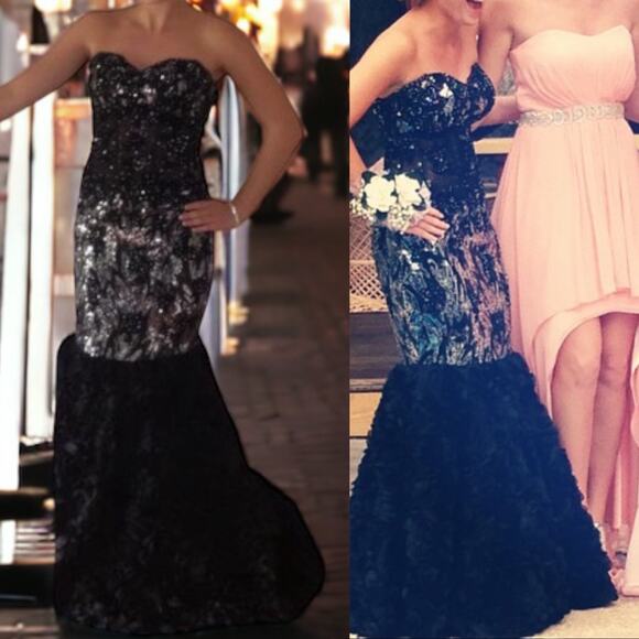 Xtreme Strapless Lace Sequin Mermaid Evening Gown 3D Floral Petal Size 6 - Picture 3 of 13